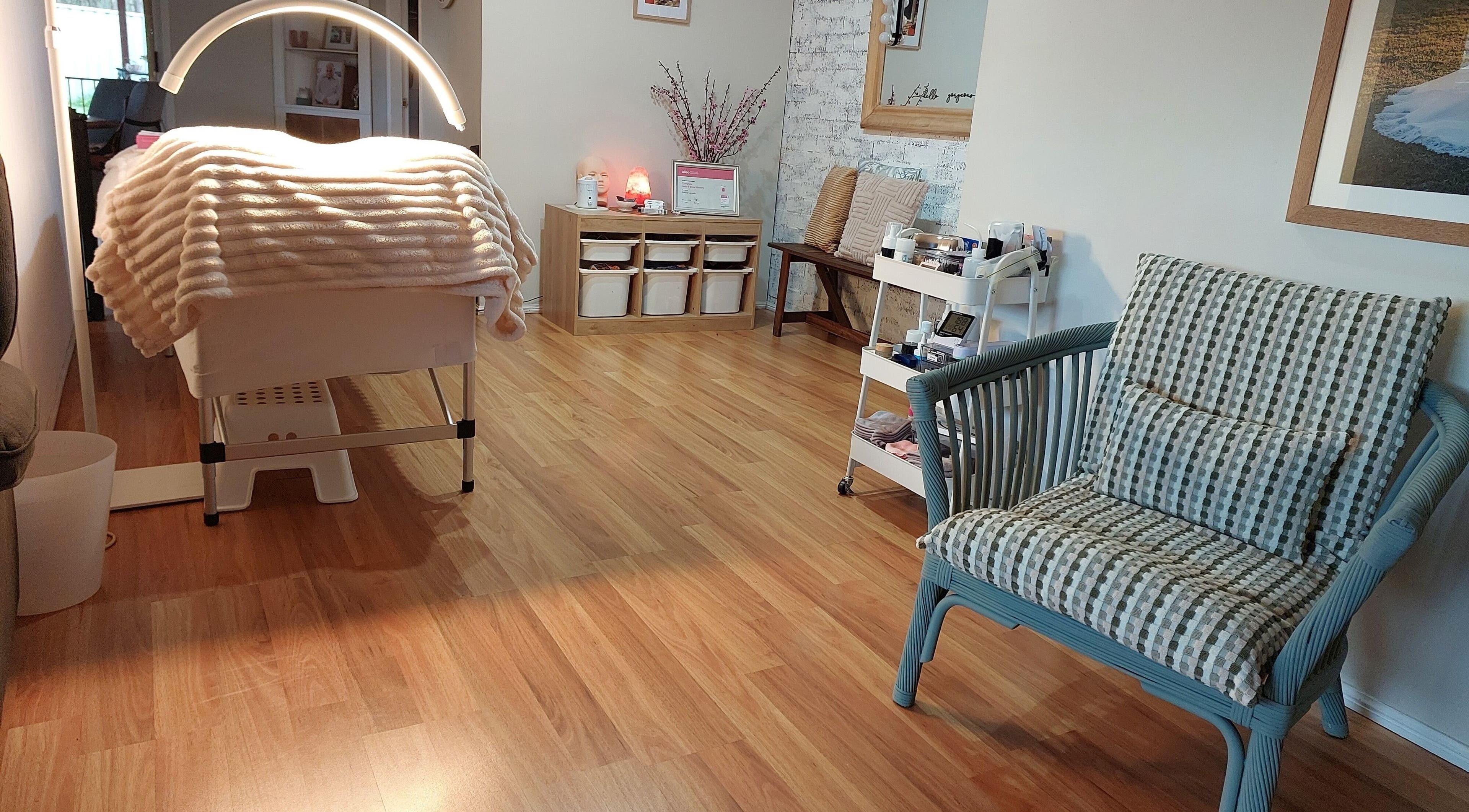 Relaxing interior of The Brow and Lash Lounge by Patricia, Doonside, New South Wales, AU, featuring a comfortable seating area.