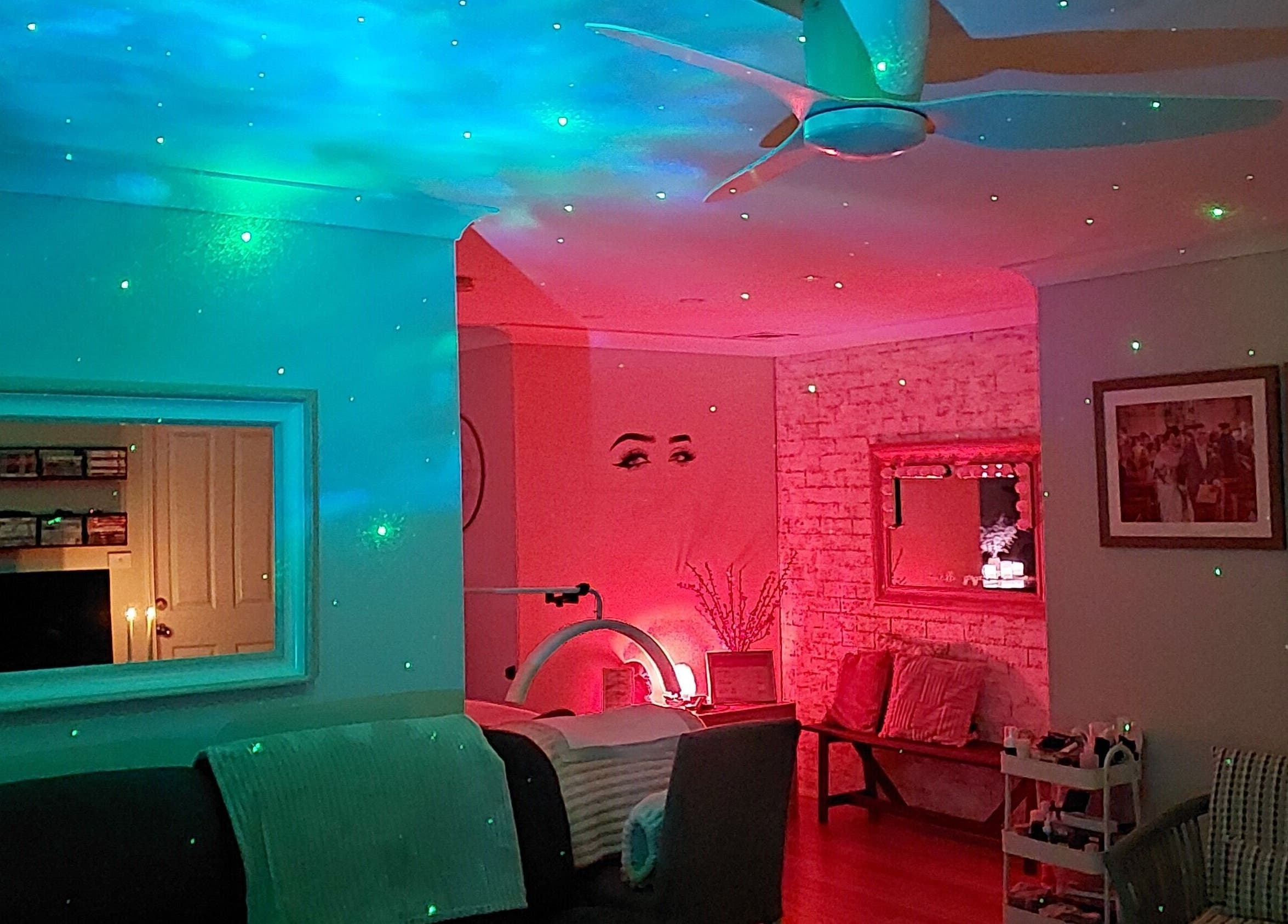 Relaxing ambiance at The Brow and Lash Lounge by Patricia, Doonside, New South Wales, AU, with cosmic lighting effect.