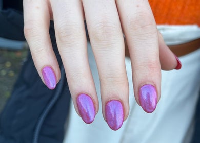 Lavender metallic nails at By Sophie, Knowle, England, GB showcasing elegance and style.