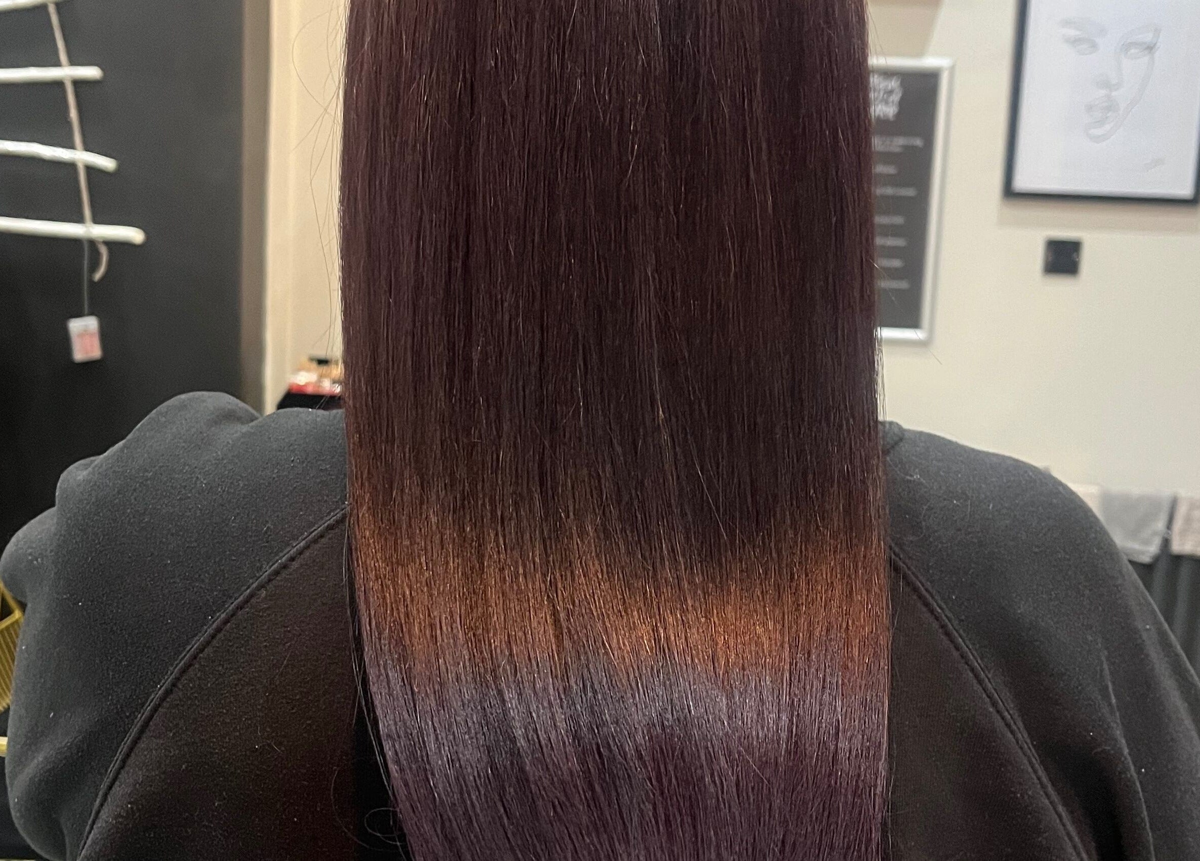 Smooth straightened hair at Bethany Jade Hairdressing, Cannock, England, GB.