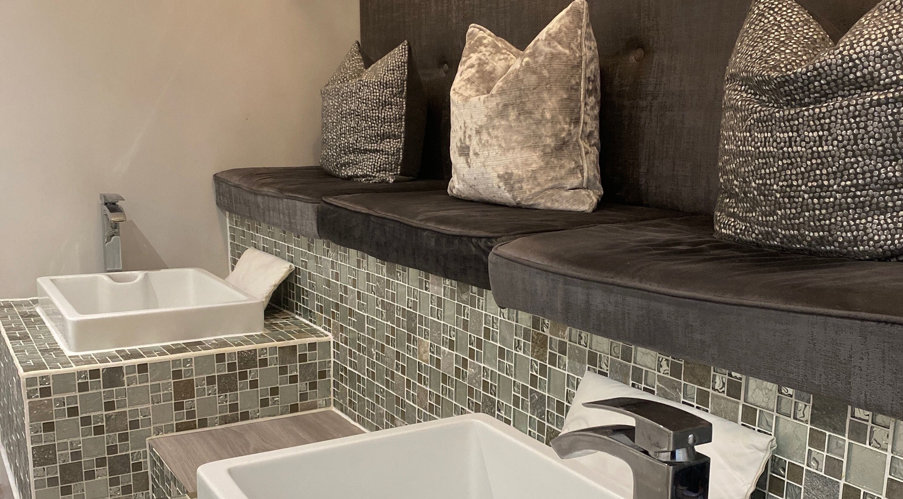 Luxurious seating and foot baths at Nails and More at No.4, Ross-on-Wye, England, GB.