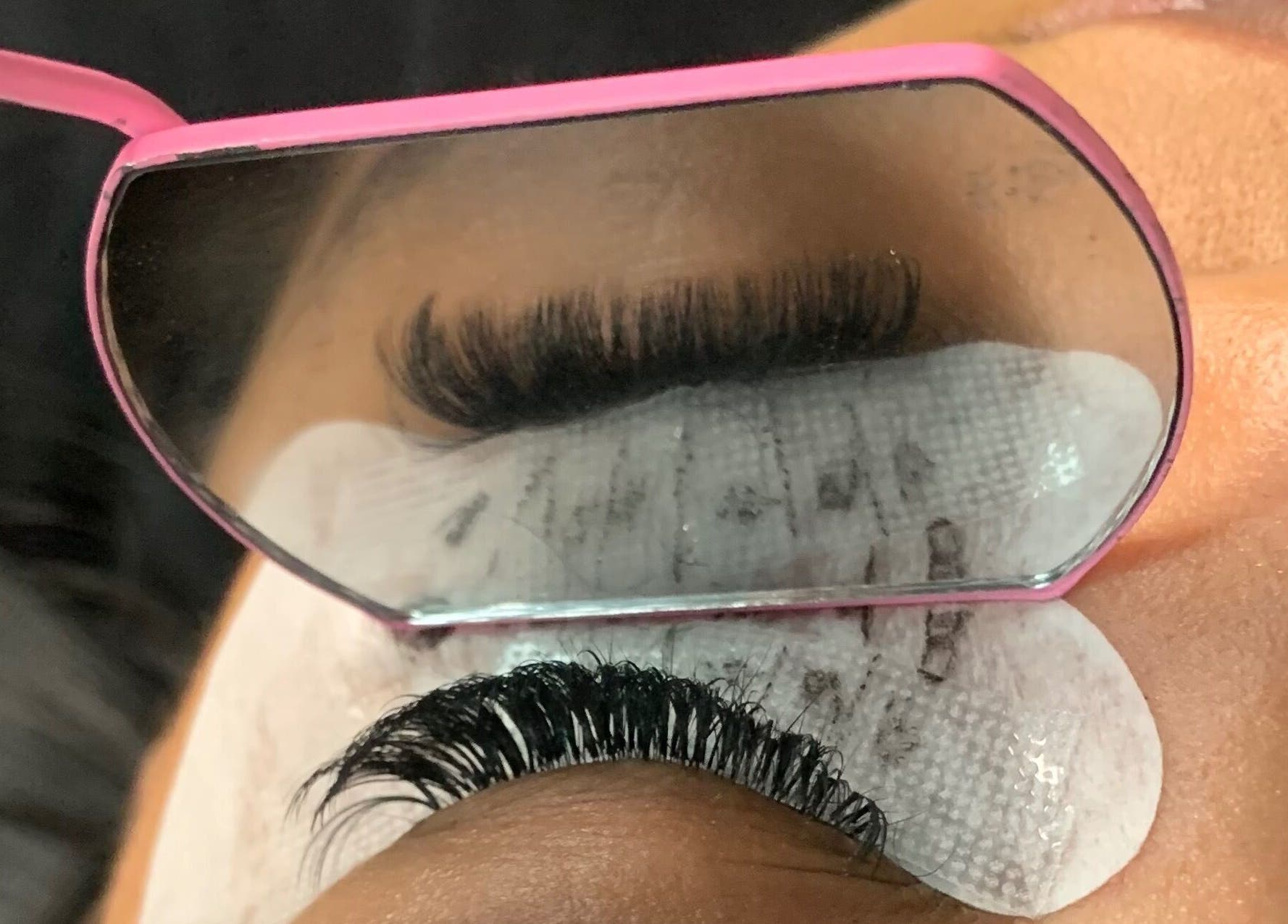 Close-up of eyelash extension at Lash Me Up! in Cape Town, Western Cape, ZA, showcasing detailed lash work.