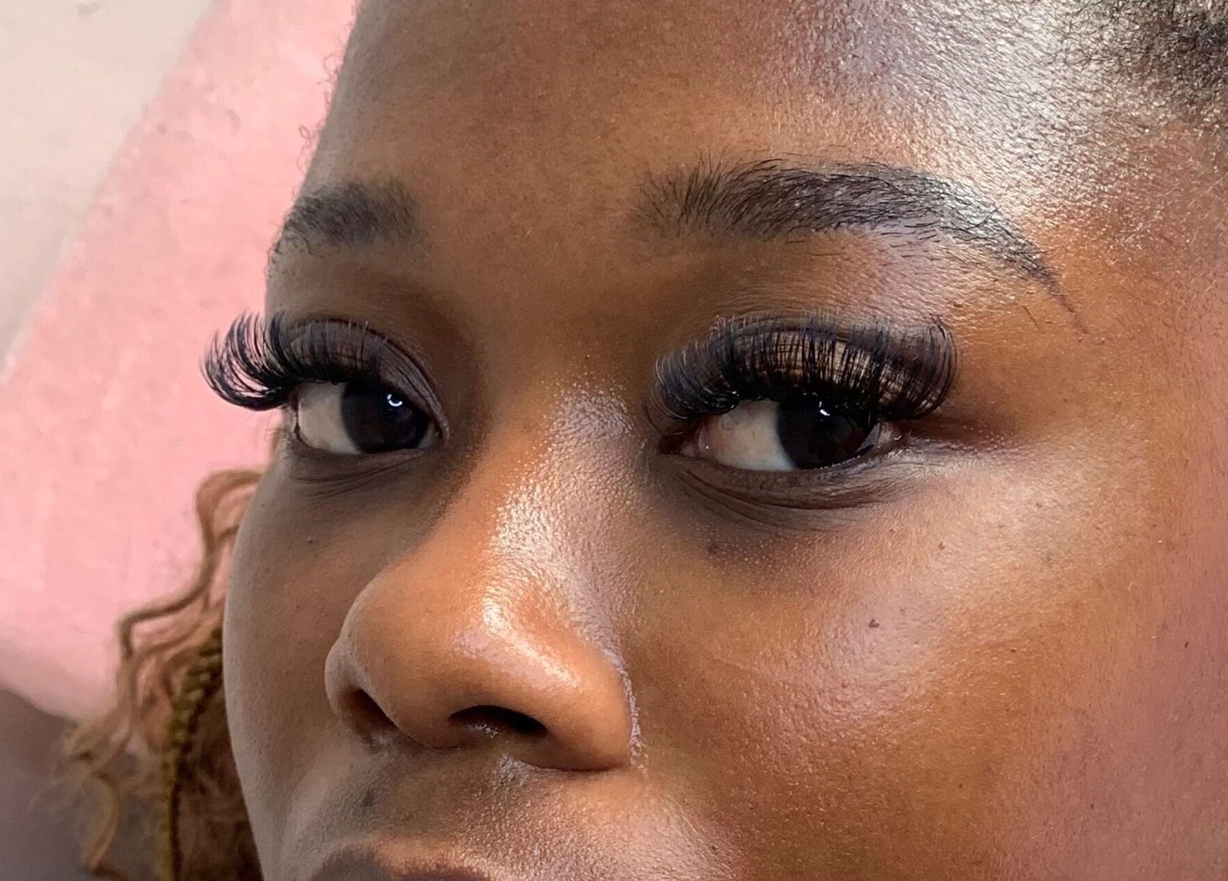 Close-up of elegant eyelash extensions at Lash Me Up! in Cape Town, Western Cape, ZA.