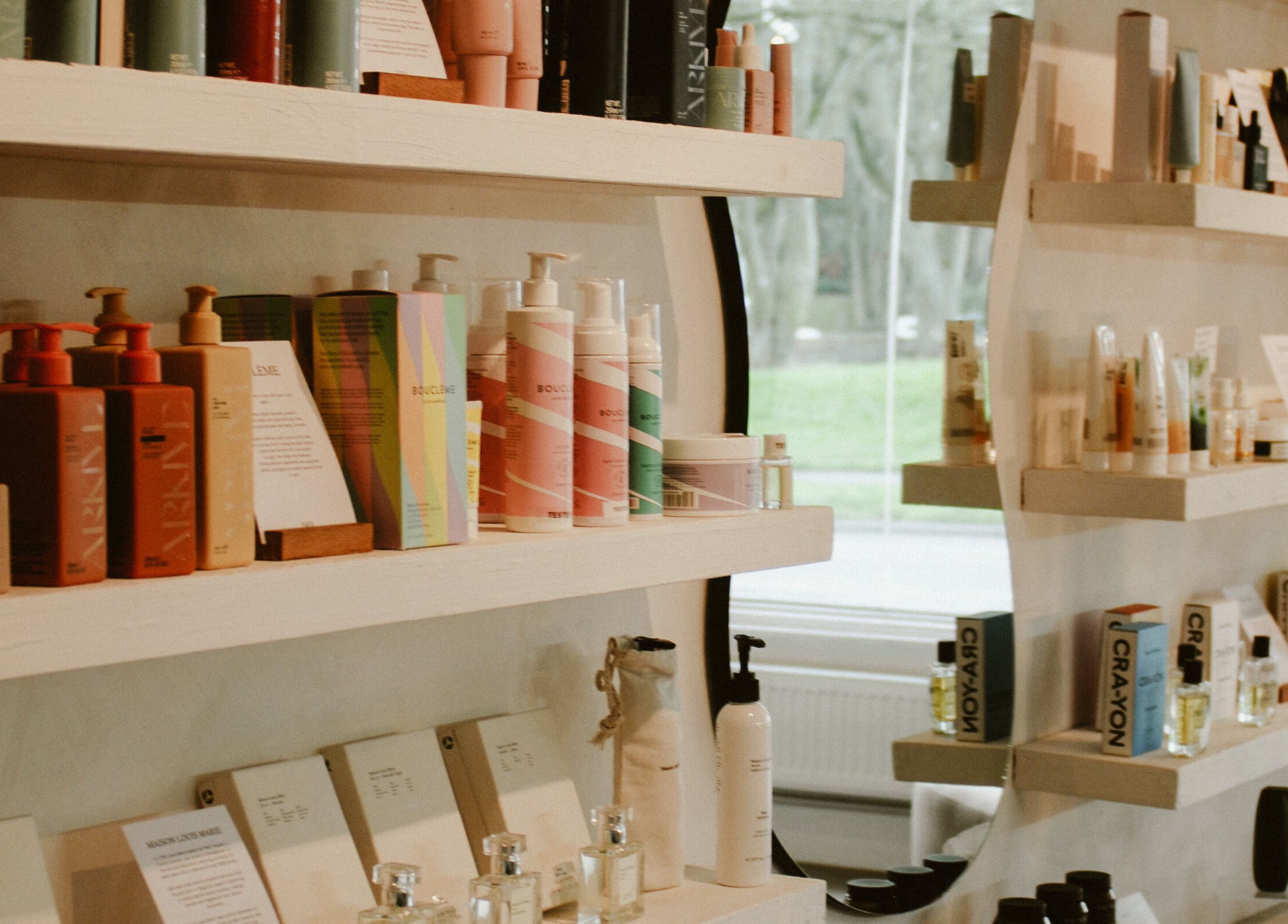 BAER's curated beauty shelves showcasing premium products in Waltham, England, GB.