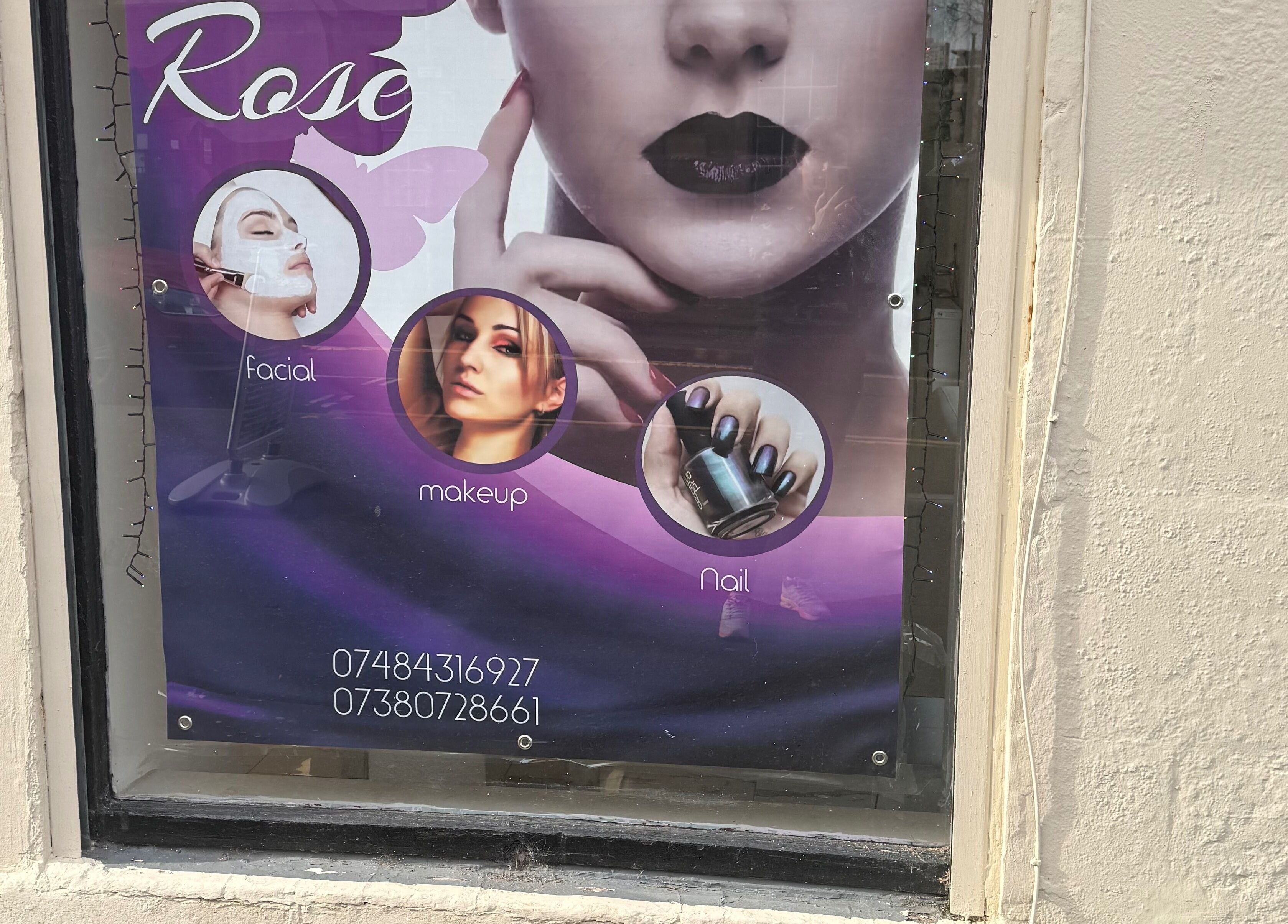 Exterior poster of Mona in Glasgow, Scotland, GB showcasing facial, makeup, and nail services.
