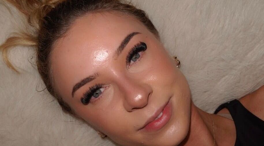 Close-up of a person with styled lashes at Lasheddbyemm, Glenhaven, New South Wales, AU.