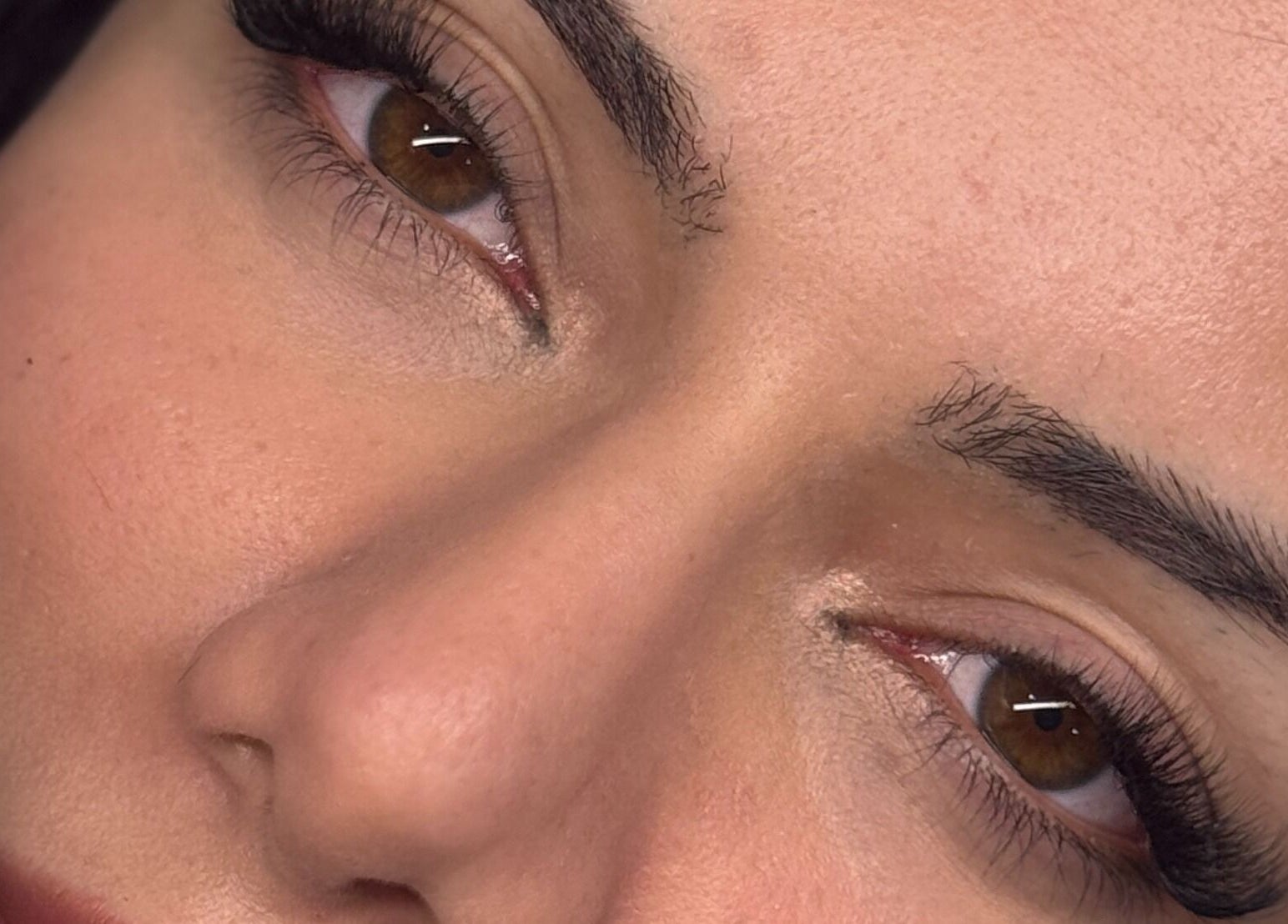 Close-up of expertly styled lashes from Lasheddbyemm in Glenhaven, New South Wales, AU.