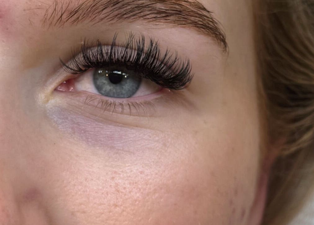 Close-up of eye with lash extensions at Lasheddbyemm, Glenhaven, New South Wales, AU.