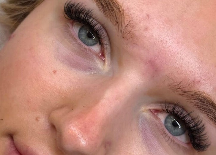 Close-up of eyelash extensions by Lasheddbyemm, Glenhaven, New South Wales, AU.