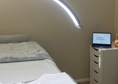 Calm treatment room at Phoebe Aesthetics Beauty Bar, Shenton Park, Western Australia, AU.
