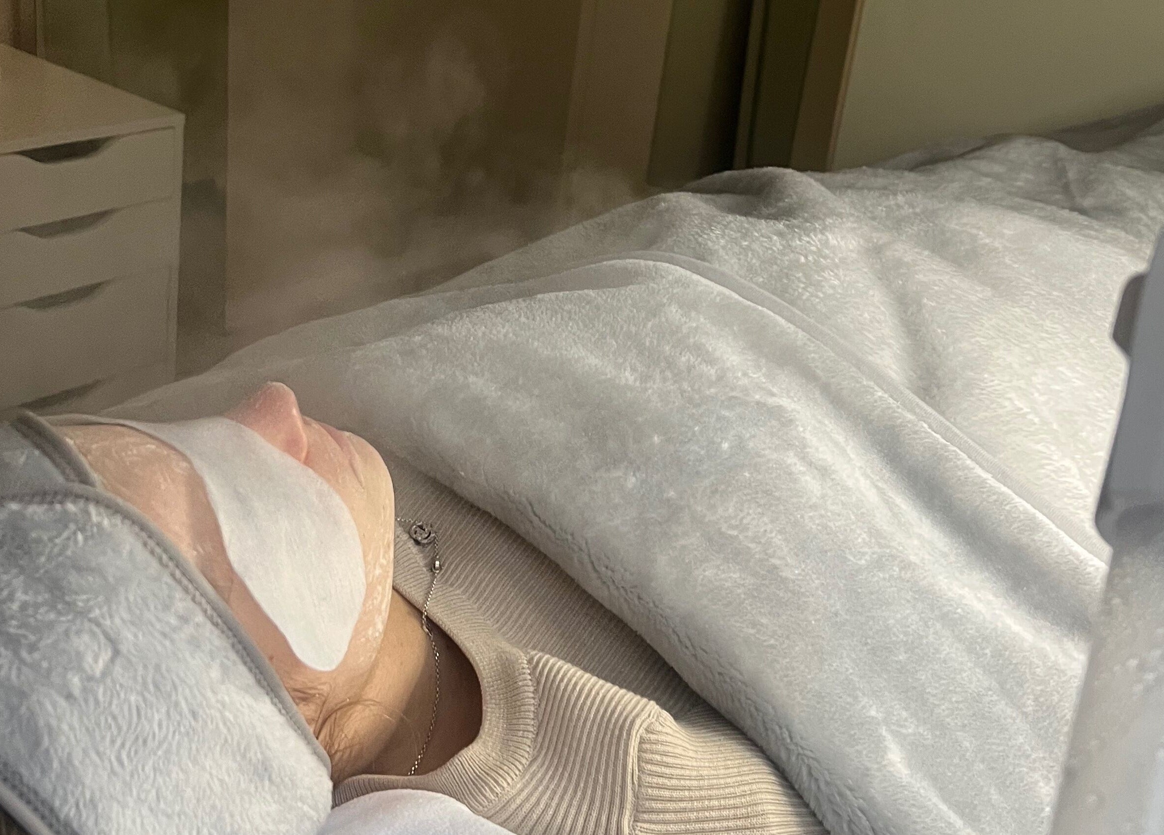 Relaxing spa facial at Phoebe Aesthetics Beauty Bar, Shenton Park, Western Australia, AU with steam treatment.