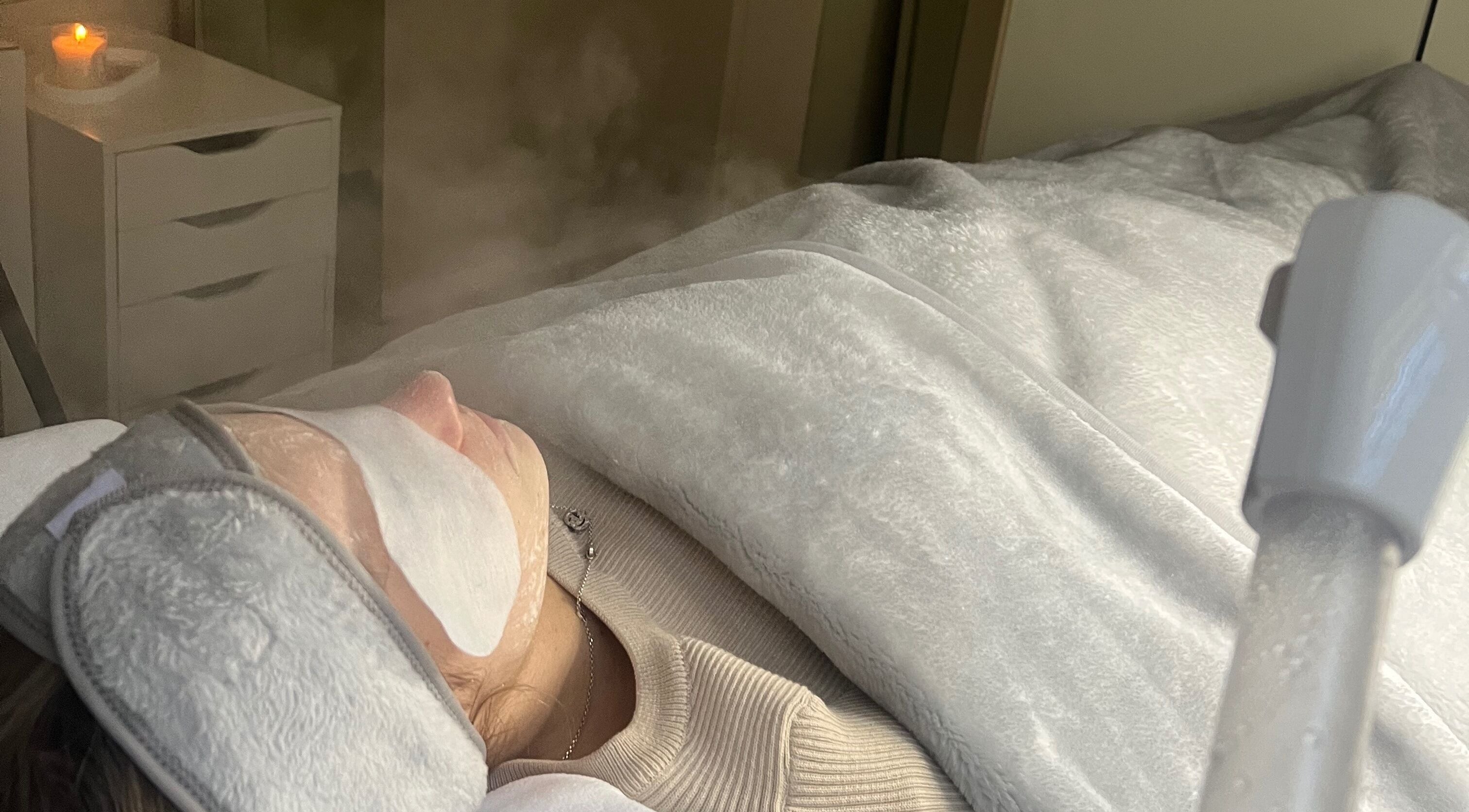 Relaxing spa facial at Phoebe Aesthetics Beauty Bar, Shenton Park, Western Australia, AU with steam treatment.