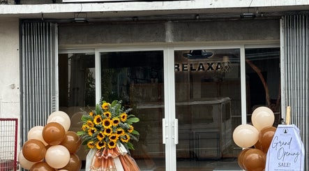 Relaxa Wellness Spa entrance with balloons and flowers in City Of Iriga, Bicol, PH.