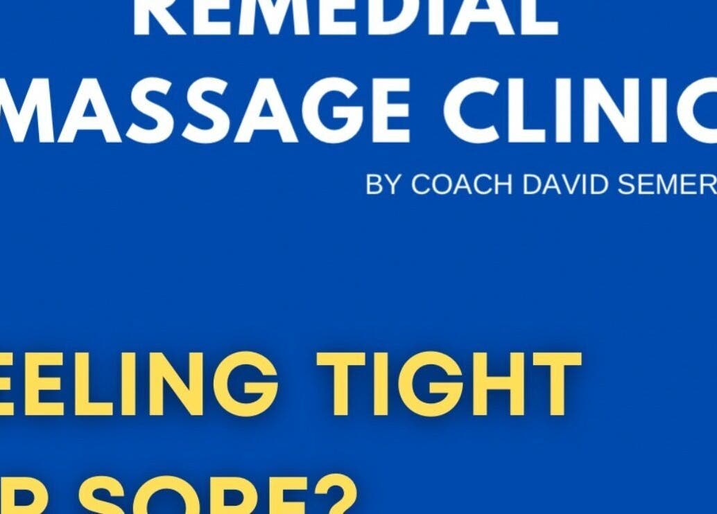 Sign for Remedial Massage Clinic at BGC, PH offering massage services by Coach David Semerad.