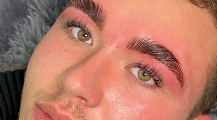 Close-up of perfectly shaped eyebrows by luxenhanced at Radcliffe, England, GB.