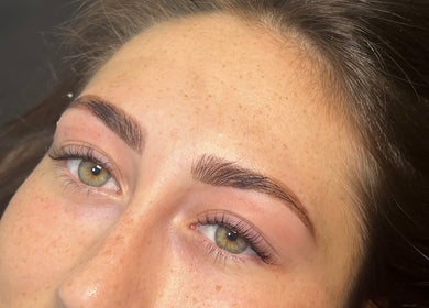 Close-up of expertly styled eyebrows at luxenhanced, Radcliffe, England, GB.