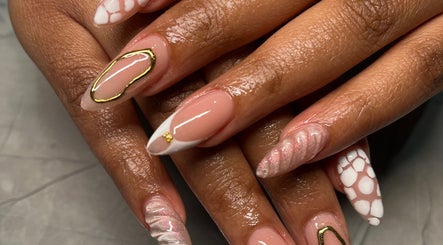 Intricate nail art at Polished by Sarina, Sandton, Gauteng, ZA. Showcasing creative and stylish manicure designs.