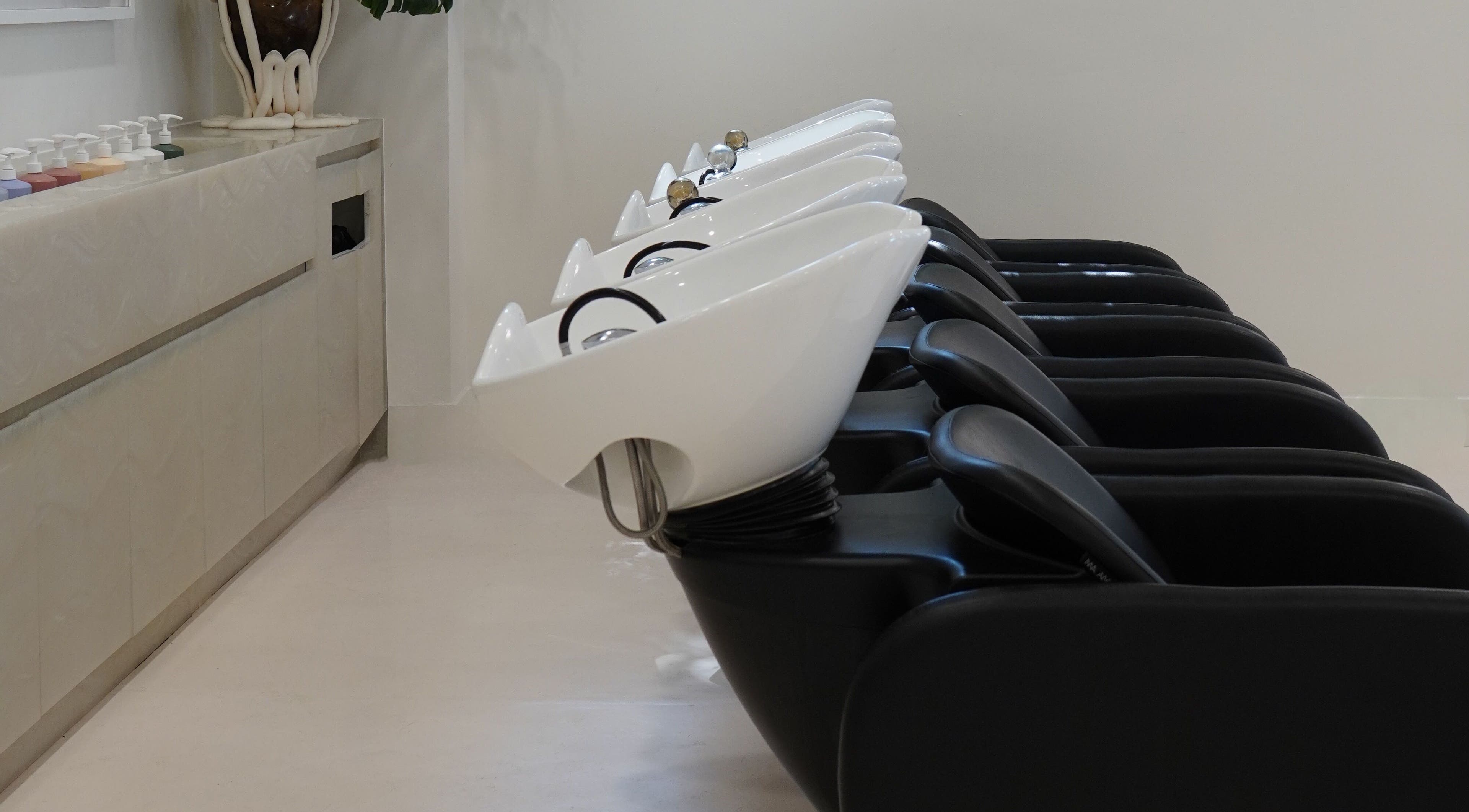 Elegant salon wash stations at The New Black Industries, Newcastle, New South Wales, AU.