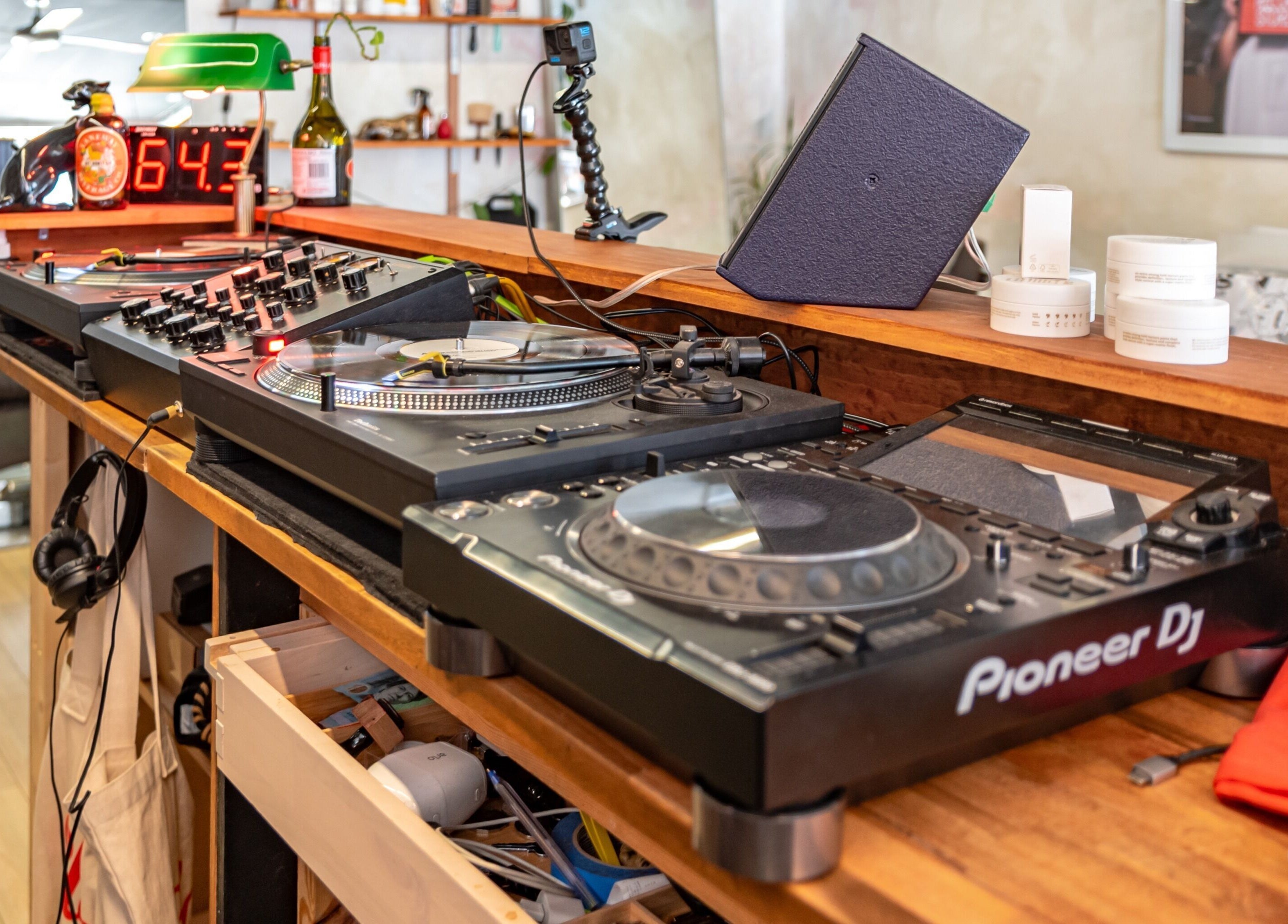 DJ setup creating vibrant soundscapes at The Royal Moody, Glenelg, South Australia, AU.