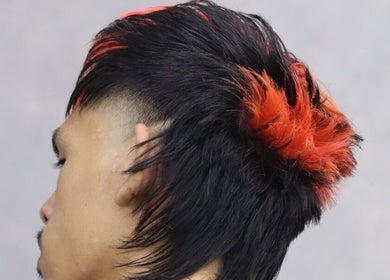 Stylish fiery Mohawk haircut at TAKARA BARBERSHOP, Puncak Alam, Selangor, MY.