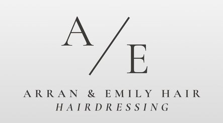 Elegant Arran & Emily Hair logo representing hairdressing services in Bury, England, GB.