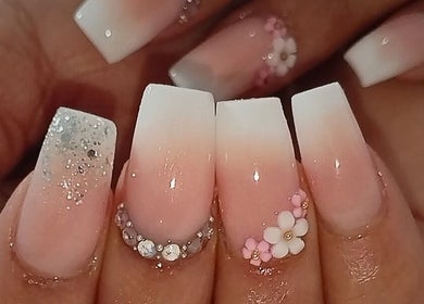 Elegant floral nail art at Polished Perfection by Marilyn, Cape Town, Western Cape, ZA.