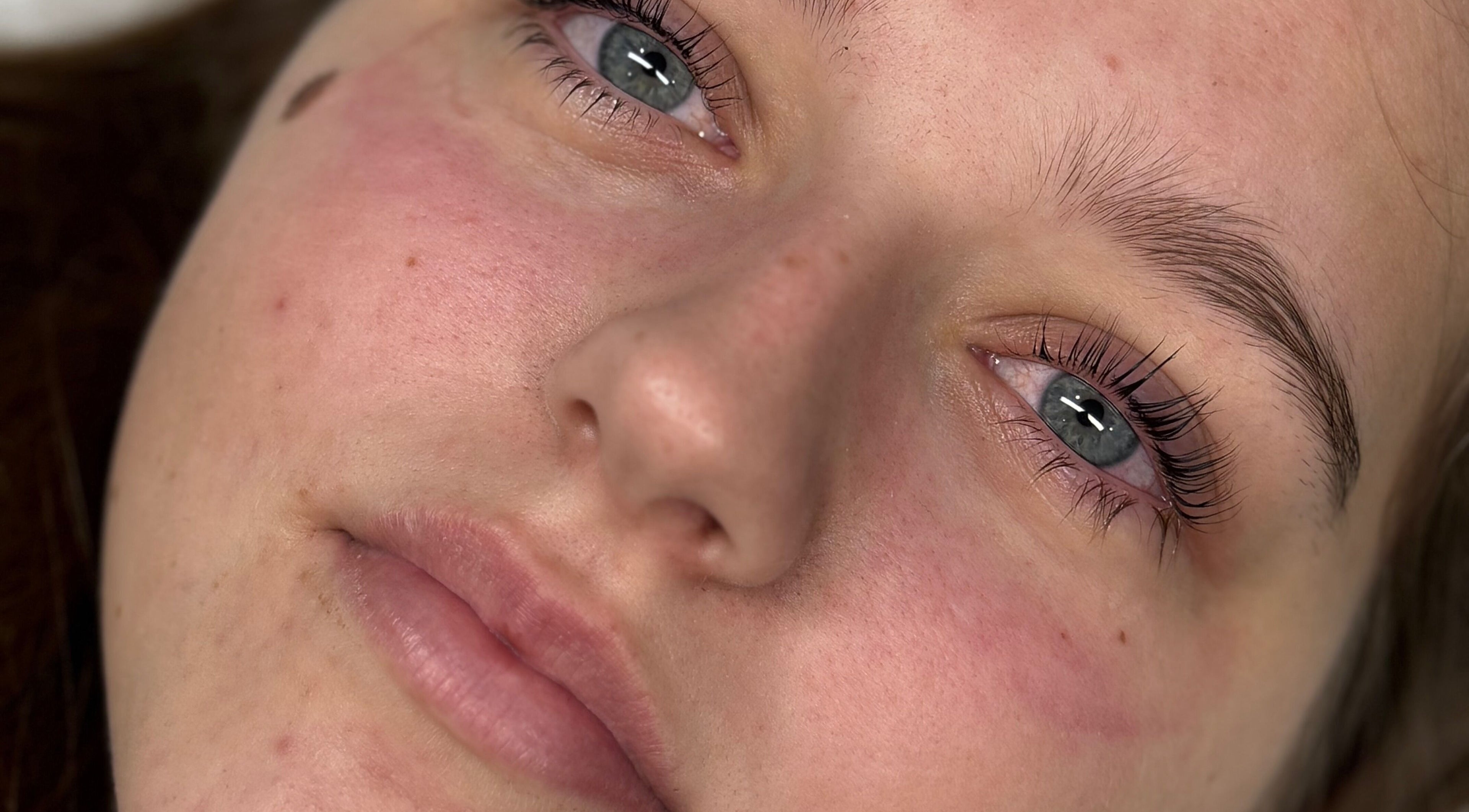 Close-up of eyelash enhancements at Lashes by Katie, Nantwich, England, GB.