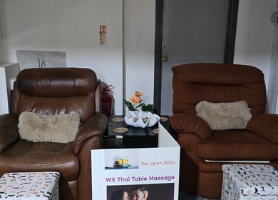 Cozy seating area at WS Thai Table Massage, Croydon, England, GB, with plush chairs and decor.