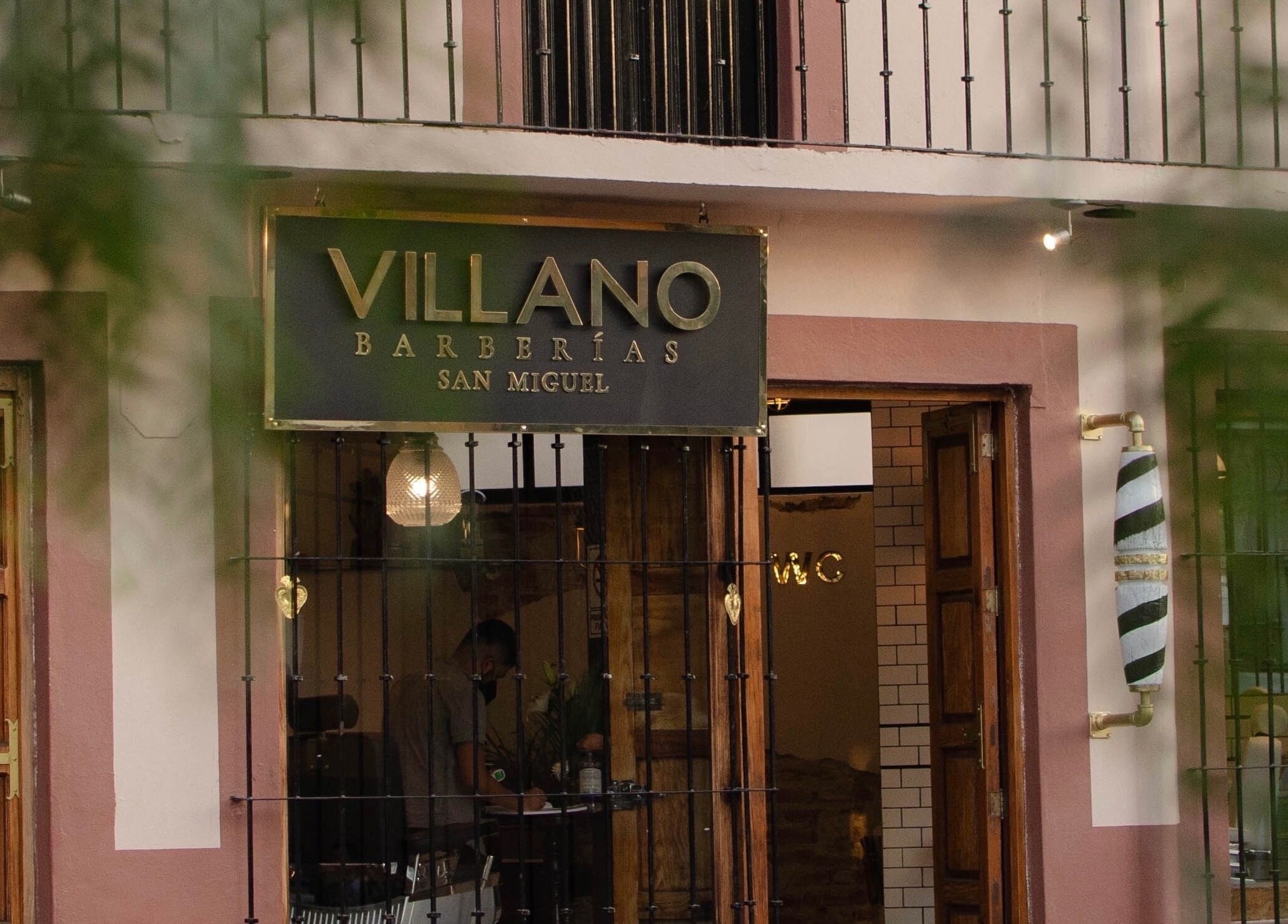 Entrance of VILLANO SAN MIGUEL barbershop in San Miguel De Allende, Guanajuato, MX.