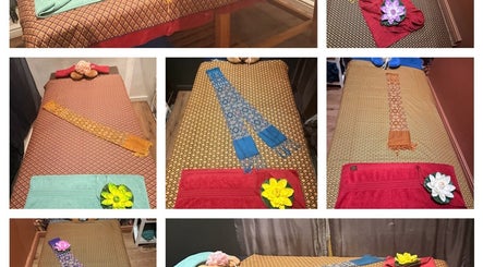 Elegant massage tables at Blue Diamond Thai Massage, 303 main road sea point Cape Town, soft lighting setting.