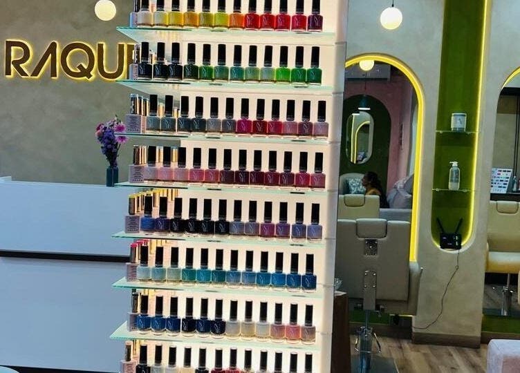 Colorful nail polish display at Raquel's Wennappuwa, North Western Province, LK showcasing variety and style.