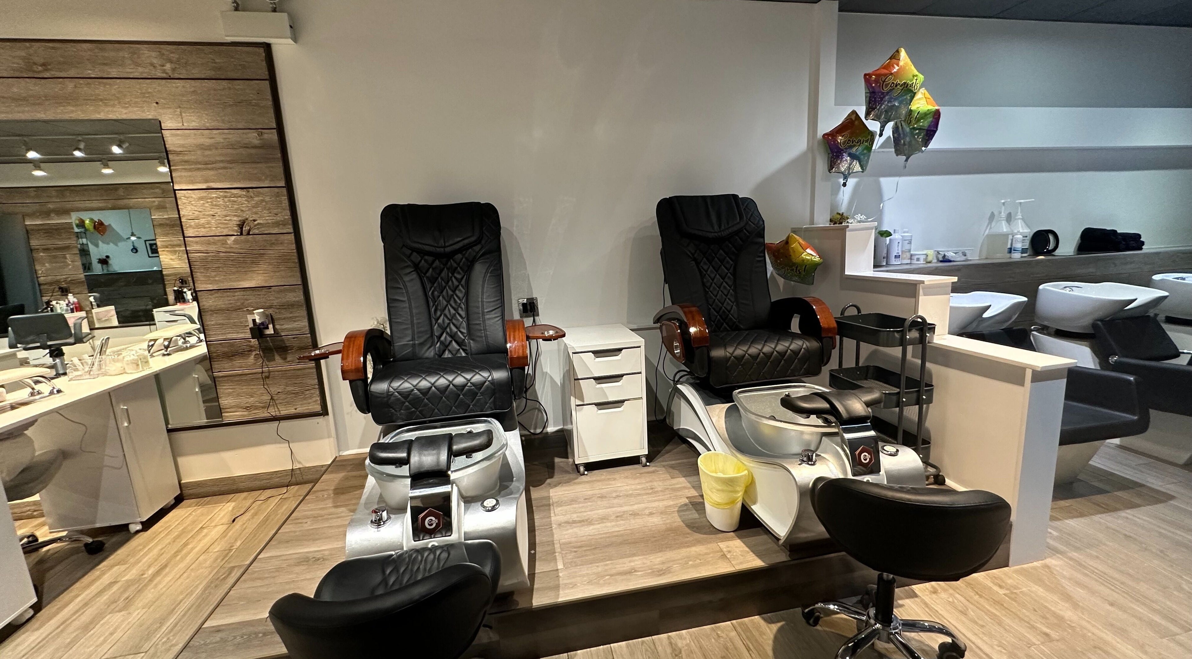 Elegant pedicure chairs at Eda Salon&Spa, Chicago, Illinois, US, offering relaxation and comfort.