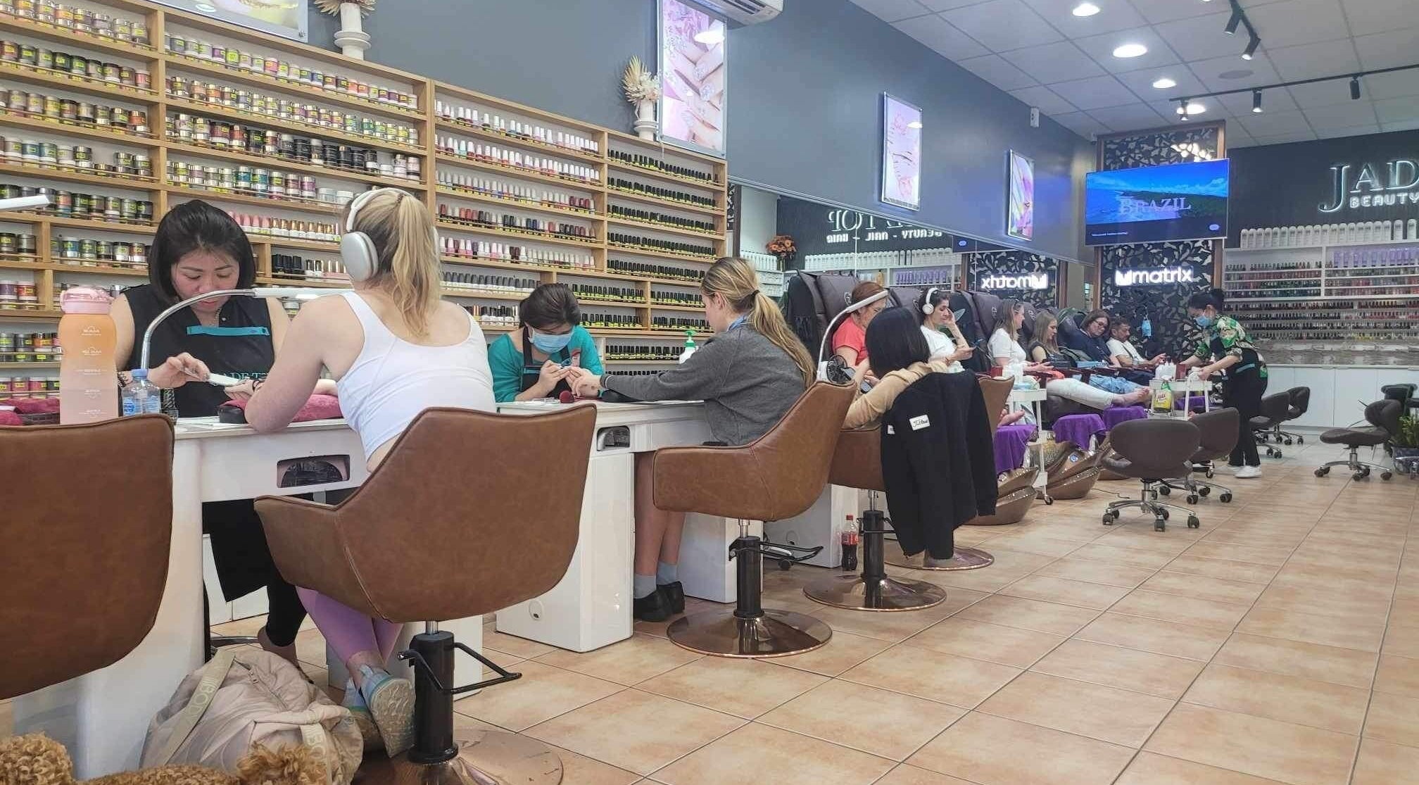 Clients enjoying nail services at Jade Top Nails Hair Beauty Salon, Melbourne, Victoria, AU.