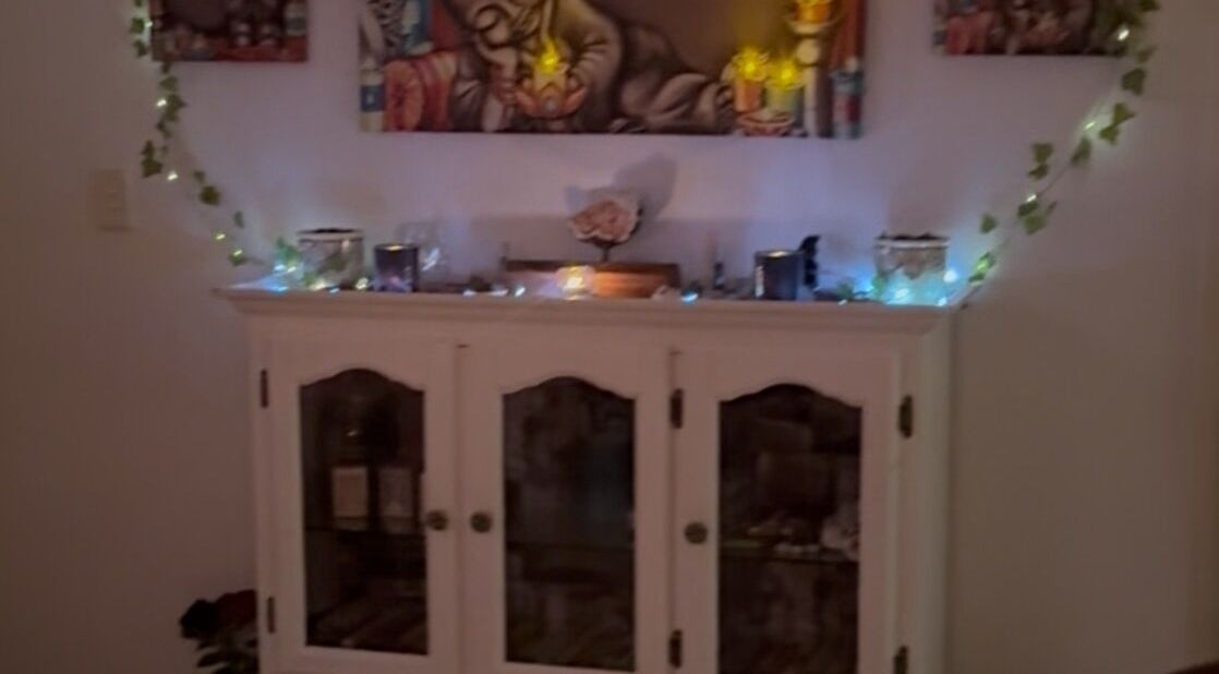 Decorative cabinet with lights at Tranquility, Stratton, Western Australia, AU.