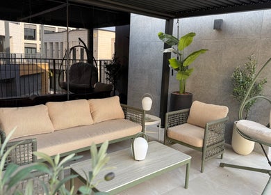 Relaxing outdoor lounge at Fayya Beauty Salon & Spa | فيه صالون و سبا in Al Khobar, Eastern Province, SA.