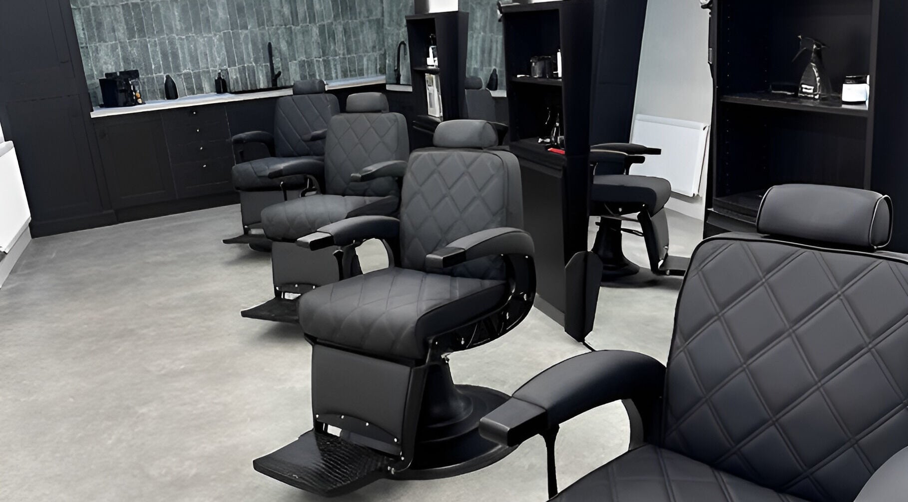 Modern salon chairs at Base Hair Studio in Penrith, England, GB, offering a comfortable client experience.