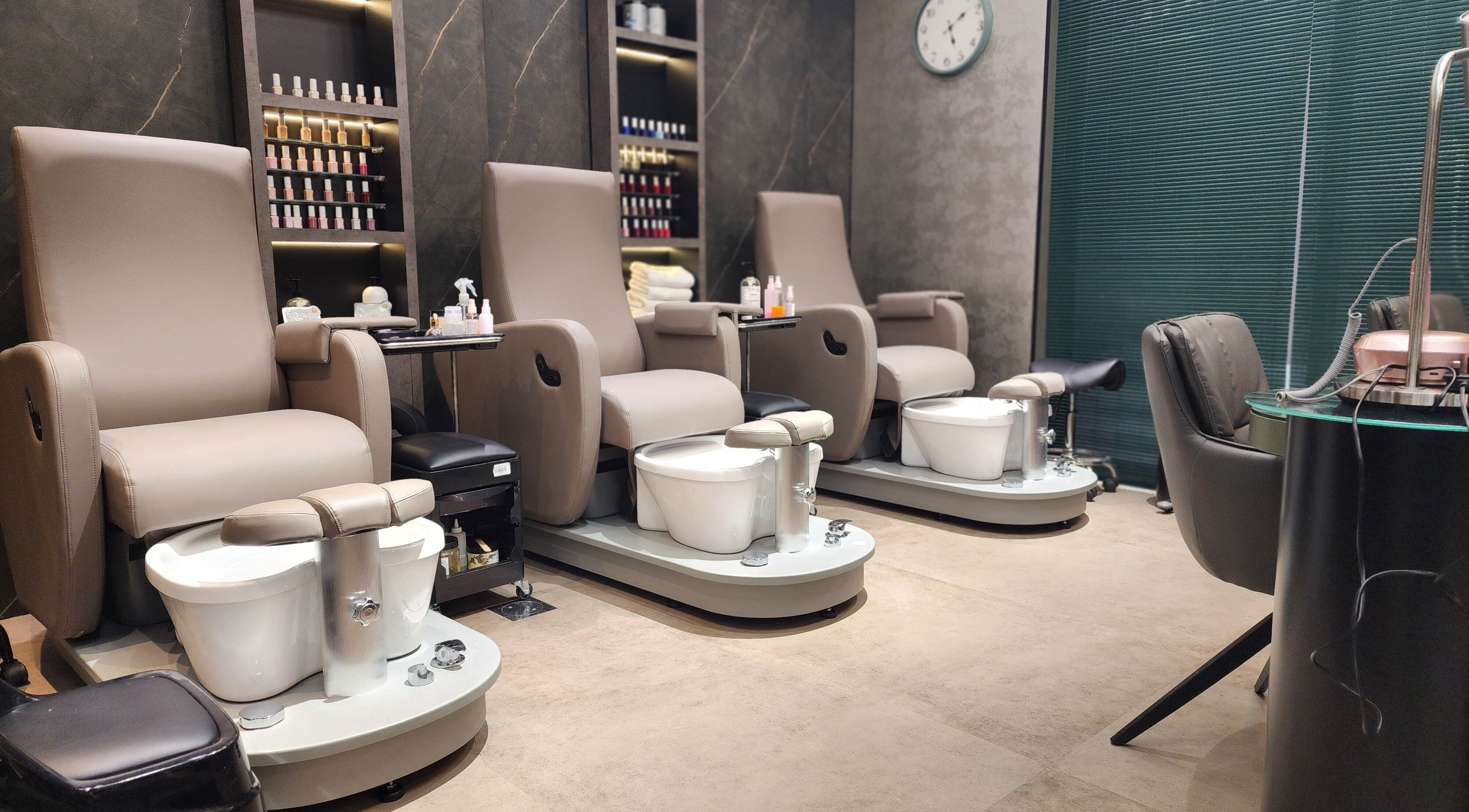 Relaxing pedicure chairs at Groom Up Women Salon, Dubai, Dubai, AE for a tranquil spa experience.