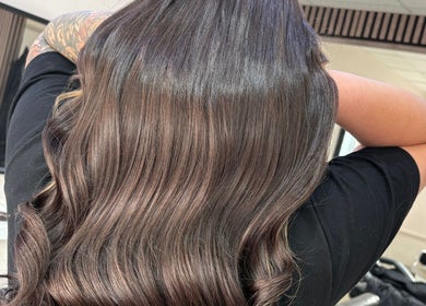 Shiny brown hair styled perfectly at Hair By Aimee, Birmingham, England, GB.