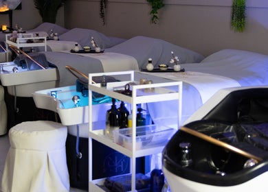 Luxurious head spa stations at Nova Head Spa: Stone Oak in San Antonio, Texas, US offering premium relaxation.