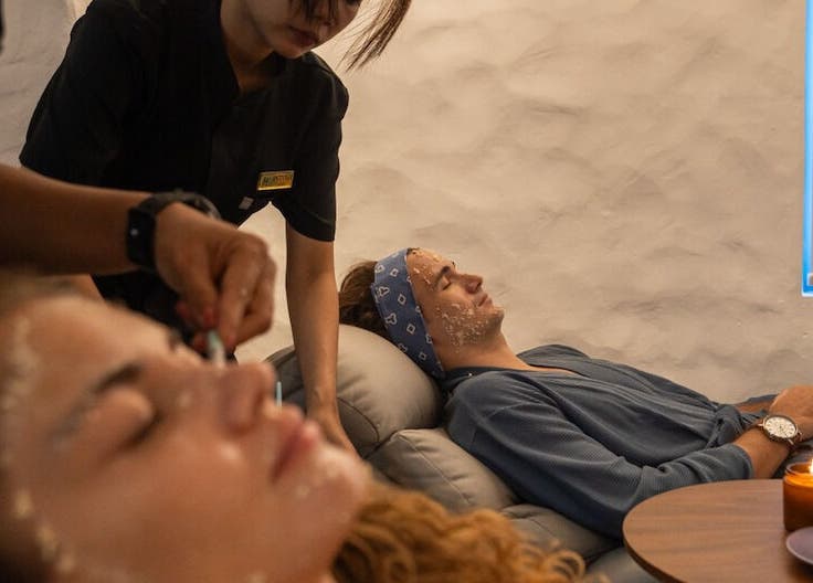 Relaxing facial treatment at Blue Cave Spa in Bali, Bali, ID, capturing serene moments of wellness and calm.
