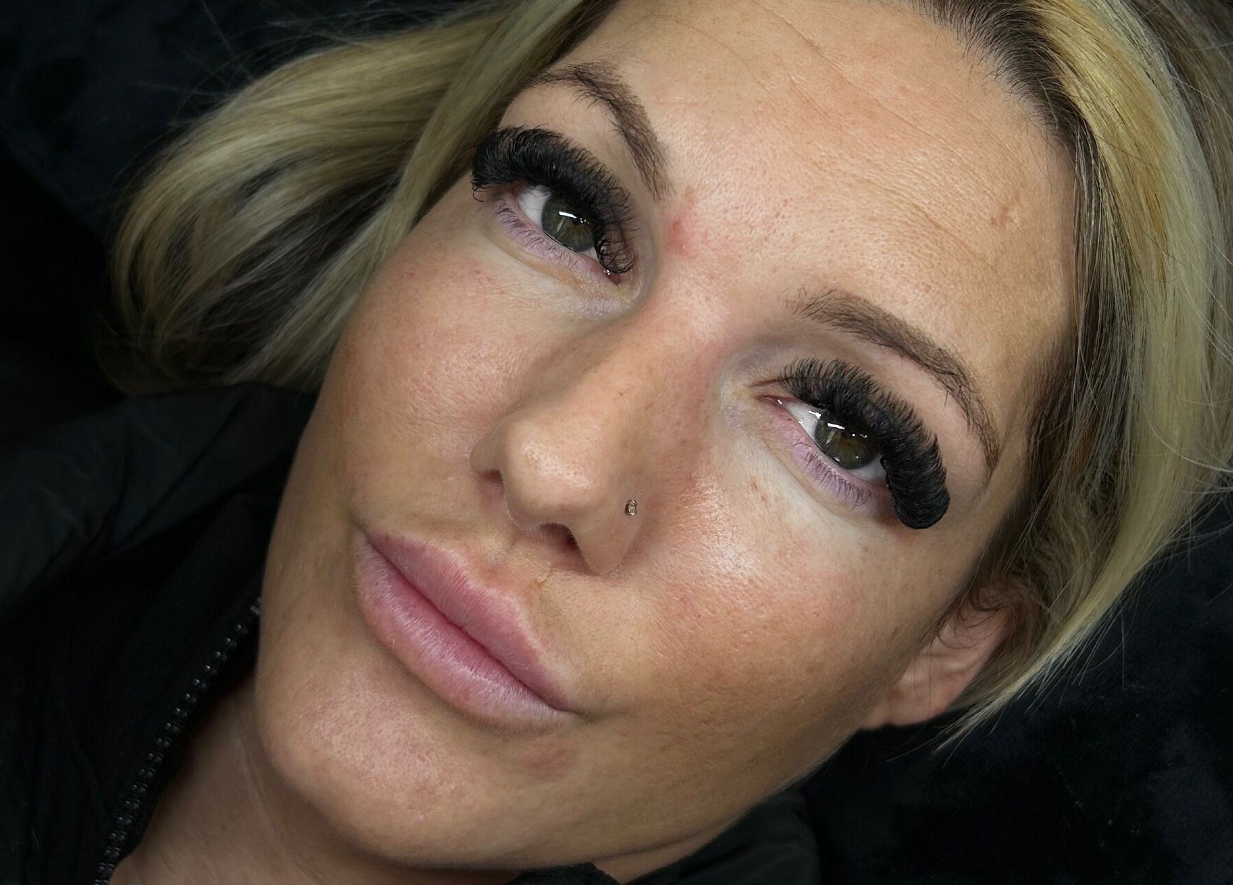 Close-up of styled eyelash extensions at Dolled Up in Bournemouth, England, GB.