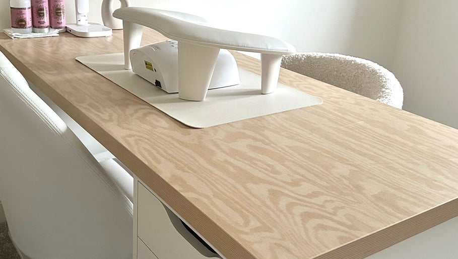 Elegant nail station at Nails By Ness, Cove, Aberdeen, Scotland, GB, featuring a stylish manicure setup.
