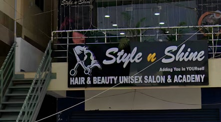 Entrance to Style N Shine in Secunderabad, Telangana, IN, showcasing salon branding and signage.