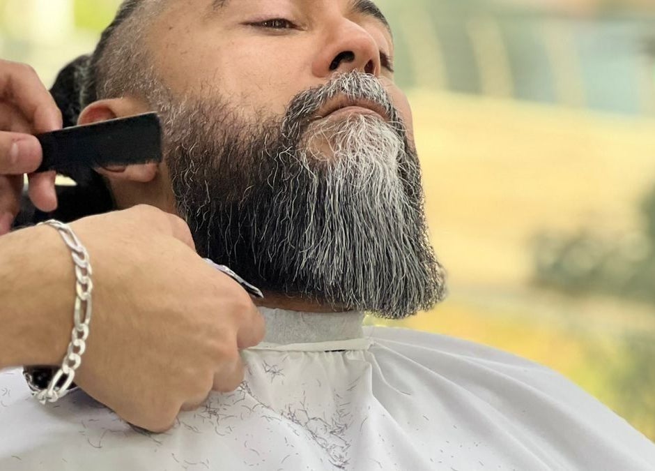 Expert beard grooming at Kaizen Barbershop, Dubai, Dubai, AE, showcasing professional barber services.