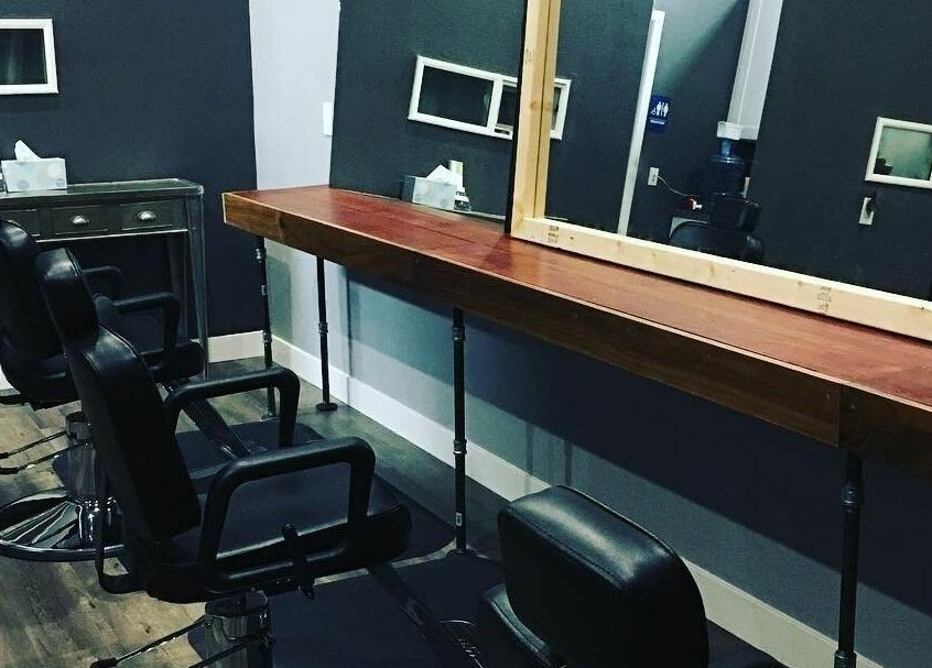 Elegant styling chairs and mirrors at Dappers and Dolls, Milpitas, California, US.