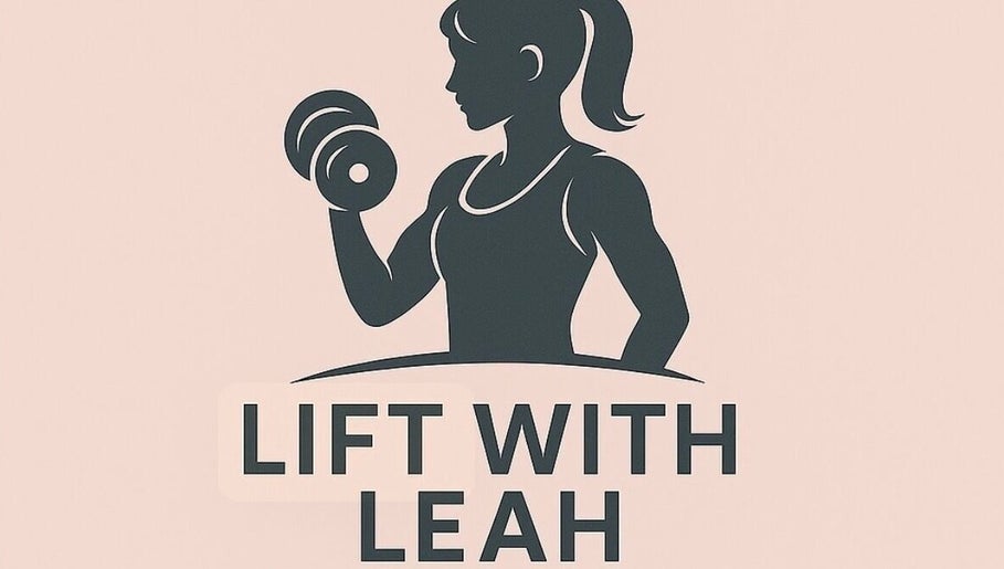 Silhouette of a woman lifting dumbbells, logo for Lift With Leah in Birmingham, England, GB.
