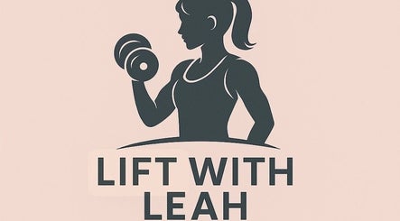 Silhouette of a woman lifting dumbbells, logo for Lift With Leah in Birmingham, England, GB.