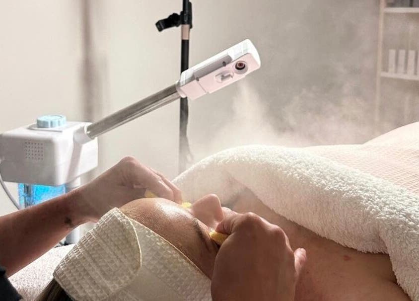 Relaxing facial treatment at Iluka Skin in Maroochydore, Queensland, AU with gentle steaming for skin rejuvenation.