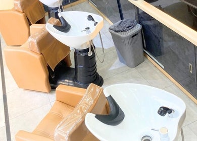 Chic salon area at SVS Korean Beauty Salon - Makati, featuring modern wash basins in Makati, Metro Manila, PH.