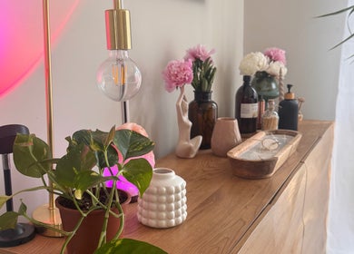 Elegant decor at Gaia Holistics, Clifton Upon Dunsmore, England. Features plants and calming accents.